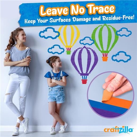 Colored Masking Tape –6 Color Masking Tape Rolls –990 Feet x1 Inch Painters Tape - Picture 6 of 8